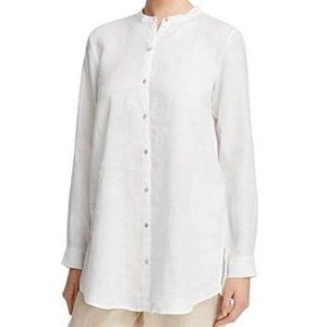 Eileen Fisher- White Mandarin Collar Shirt